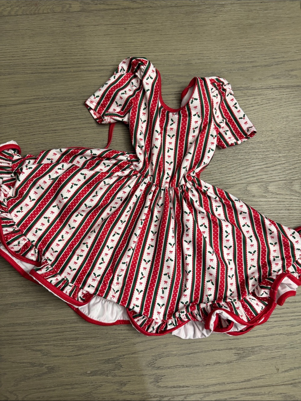 Girlhood 4T CandyCane Holly Red & White Holiday Stripe Kids Dress